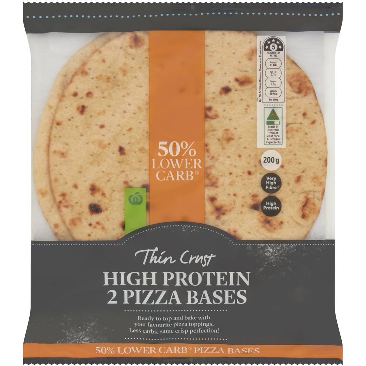 High Fiber Woolworths High Protein Lower Carb Thin Crust Pizza Base