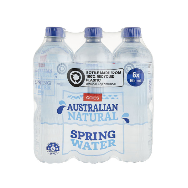 Made in Australia Coles Spring Water 6x600mL 6 pack myWellaBee